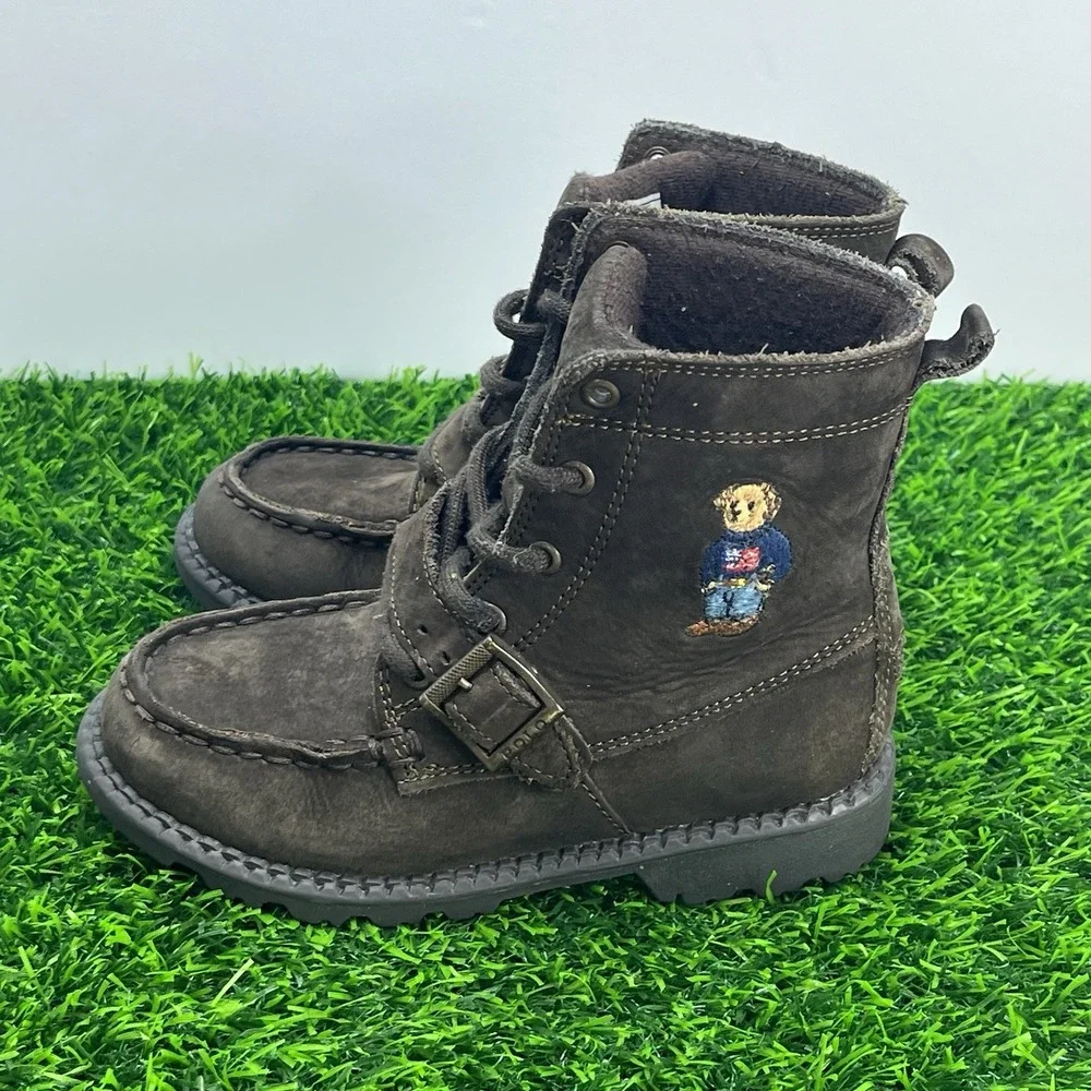 Polo Ralph Lauren Polo Bear Ranger Hi II Ankle‎ Boots Boys Sz 10 Lace Up Leather